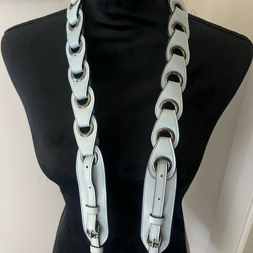 COACH bag strap 87292 Linked Leather Novelty Strap  Shoulder DK/Pale Blue NWOT